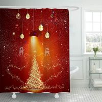 200 x 230 cm großer Duschvorhang mit Weihnachtsmotiv, Duschvorhang mit Weihnachtsmann-Motiv, Badezimmer-Dekorationsset, wasserdichtes Material, mit 12 Haken