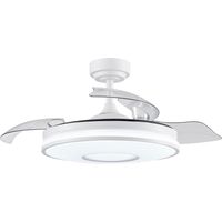FABRILAMP DANI ventilador de techo LED para interior, motor DC, 4 aspas desplegables, 106 cm, 6980 lm, luz regulable, mando, memoria, temporizador, blanco