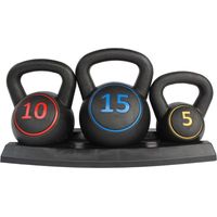 Ensemble de kettlebells de 5/10/15 lb avec poignée antidérapante, équipement de gym compact pour la maison, idéal pour l'entraînement de force, le fitness et la rééducation.