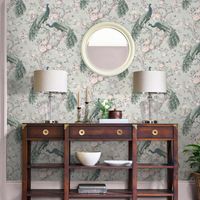Papier peint intissé Laura Ashley Paons Belvedere Sage 1005 x 52cm Vert sauge