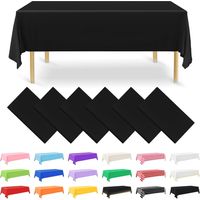 Set mit 6 Einweg-Tischdecken aus schwarzem Kunststoff, rechteckig, 137 x 274 cm, für Party, Verlobung, Hochzeit, Taufe, Geburtstag