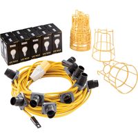 Defender Festoon String Light Kit 100w 22m ES LED GLS Guards 110v 8000 Lumens
