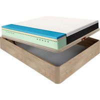 Colchón Emma 25 cm haut confort + lit pliant bois divers coloris hauteur 34 cm 105x190 cm - Chêne