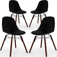 Chaises de Salle à Manger - Design Scandinave - Pieds en Bois Sombre - Lot de 4 - Skögur Noir