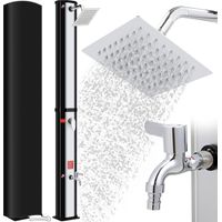 60L Solar Heated Shower Poolside Shower Kit with 360° Swivel Rain Head,Tap,210D Oxford Cover,Silver