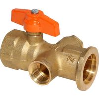 PAW Pumpenkugelhahn MK mit Anschl. für Tauchhülse Flansch für 1 1/2'' Überwurf und 1'' IG 2301