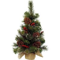 Mini Tabletop Snowy Mini Christmas Tree Berries Pine Cones - 45CM