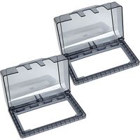 Paquete de 2 tapas impermeables para enchufes dobles tipo 86, protector contra salpicaduras para inodoro y baño, caja impermeable, tapa adhesiva transparente para enchufe, color negro.
