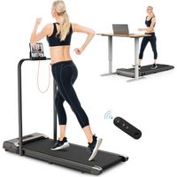 2 en 1 Tapis de marche Pliable - BIGZZIA Tapis de Course Roulant électrique - 1-10 Km/h Vitesse Réglable - Avec accoudoir et Écran LCD Gris