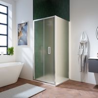 Cabine de douche 100x90cm avec ouverture rabattable Verre opaque 6mm h195 avec traitement Easy-clean - Réversible Mod. Aruba
