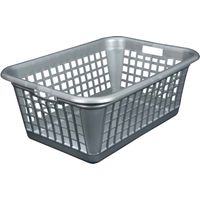Corbeille à linge 60 L en plastique – Dimensions 61x42x24 cm – 2 poignées intégrées pour transport facile – Gris silver – Aluminium Et Plastique