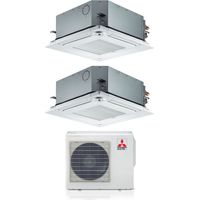 Mitsubishi Electric Dual Split Inverter Kassetten-Klimagerät 60x60 SLZ-M 9+12 mit MXZ-2F53VF R-32 Wi-Fi Optional 9000+12000