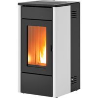 Pelletofen MCZ May 7 kW Stahl Gusseisen Kamin Pelletsofen Pelletkaminofen Holz Weiss