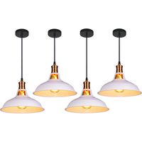 Lámpara de Techo, LED Lámpara Colgante Retro Vintage, para Bombillas E27, 27CM - Blanco 4PCS