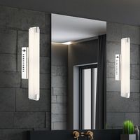 Applique a LED con interruttore lampada da parete luce da specchio cromata luce scale vetro satinato, design a barra, 9W 700Lm bianco caldo, LxLxA 38x6x9,4 cm