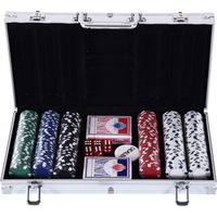 Valise de Poker Professionnelle en Aluminium, Set de Poker avec 300 Jetons et 2 Jeux de Cartes pour Texas hold'em et Blackjack