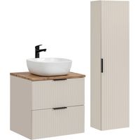 Set da bagno NOXERA 80 cm – Marrone congo & wotan – Con lavabo + colonna