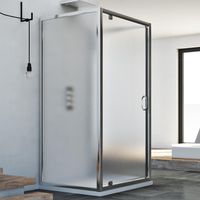 Cabine de douche en forme U pivotante verre opaque h 185 mod. Sintesi Trio 1 Porte 80x80x80 ouv. 80 cm