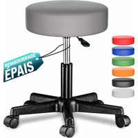 Casaria – Tabouret de bureau réglable en hauteur 46-60 cm – Pivotant 360° – Rembourrage épais similicuir – Supporte jusqu'à 150 kg