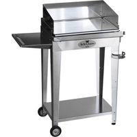 Grill 6.4 Inox Piastra liscia - Con portapiatti - Con paraschizzi - Con kit mensola e ruote - Satinato - barbecue, griglia, giardino, carne, a gas, acciaio made in Italy