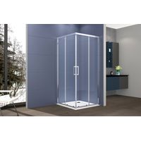 Box doccia angolare 70x120 cm con ante scorrevoli in cristallo temperato 6mm H 195 cm AMBRA Cromato