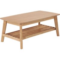 Mesa de centro tablero de MDF madera clara 100 x 55 cm patas de madera de caucho clásico Tulare