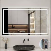 Badspiegel LED Wandspiegel Badezimmerspiegel Tastenschalter nur Kaltwei Einstellbare Helligkeit Antibeschlag 100x60cm