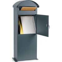 Wiltec – Boîte aux lettres sur pied verrouillable – Acier galvanisé gris – Dimensions 420 x 240 x 1020 mm – Système de verrouillage sécurisé avec 2 clés