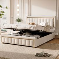 FOERPL-Lit Coffre 160x200 avec Sommier à Lattes, Lit Double Rembourré avec Tête de lit et Coffre Hydraulique, Lits capitonné avec Rangement Cadre de Lit Moderne pour Adultes 2 Personnes