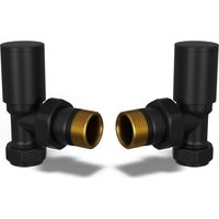 Round - Black Radiator Valves Angled 15mm