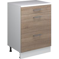 Commode d'extension Rion, Sonoma/Blanc, 60x46cm sans pente avec 3 tiroirs, Vicco