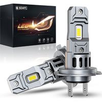 2025 Ampoules de phare LED H7, 1:1 Mini Size S2S 33000LM 900% Brightness 140W 6500K 14000RPM Cooling Fan, Halogen Replacement, Plug-N-Play, Pack of 2