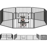 Recinto per Cani a 8 Pannelli Modulabili da Interno ed Esterno, in Acciaio, 164x164x60 cm, Nero