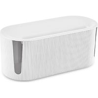 Kabelbox, kunststof kabelorganizer, 31 x 13,5 x 12,5 cm, kabelmanagementbox met deksel, opbergdoos van draad, kabelmanagementbox voor kabels, stekkerstrips (wit)