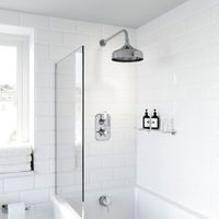 Thermostatic Concealed Lever Cross Shower Bath Filler Wall Mounted Fixed Head