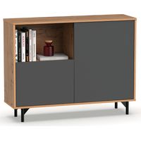 Briebe Fokus Aparador, Mueble Salón Auxiliar, Buffet, 2 Puertas, 1 Estante 86x112x33 cm Recibidor Moderno Gris