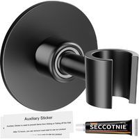 Supporto per soffione doccia senza foratura BRAVIX, supporto universale in acciaio inox 304, supporto a parete con adesivo resistente, soffione regolabile a 360° (nero)
