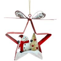 Trade Shop - árbol De Navidad Decoración Muñeco De Nieve Estrella Colgante 14.5cm -