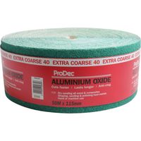 ProDec Rotolo da 50 m di carta abrasiva in ossido di alluminio verde di grado extra grosso, grana 40, per levigare legno, vernice, intonaco, stucco, metallo e altro ancora, larghezza 115 mm,
