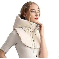 Kapuze mit angedeutetem Kragen, Kordelzug und Reißverschluss, Steppjacke mit angedeutetem Kragen, einfarbig, Daunen- und Baumwollfüllung-white