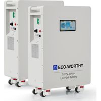 ECO-WORTHY 2 x 48V 314Ah Batterie LiFePO4 16,1 kWh Sistema di accumulo di energia e interruttore di potenza 200A PACE BMS RS485/CAN/RS232 per alimentazione di emergenza domestica, applicazioni off-gri