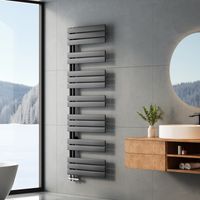 Heilmetz Sèche-serviettes Eau Chaude 160x40 cm Anthracite - 700 W - Acier Inoxydable Anti-corrosion - Raccordement Latéral - Design Asymétrique