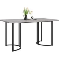 Table à manger rectangulaire 140x80 cm effet marbre gris, pieds métalliques réglables