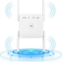 Répéteur WiFi AC1200 - Amplificateur WiFi avec Port Ethernet, Bouton WPS, Installation Facile, Compatible avec Box Internet