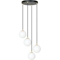 Lampadario Emibig Royal 4, 4xE14, vetro bianco nero oro