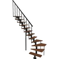 Scala quarto di giro 12 gradini - Altezza 2.59 a 3.12m - Larghezza 80cm - Nero e faggio - COMFO-L-SNMNOY-12