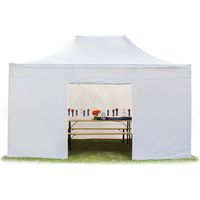 TOOLPORT 3x4,5 m Tente pliante - Acier, côtés sans fenêtre, blanc