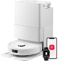 Roborock QV 35S Aspirateur Robot, 10 000 pa(Supérieur au QV 35A) d'Aspiration, Double Système Anti-Enchevêtrement, Deux Balais Relevables 10mm, Technologie RéActive & Navigation PreciSense LiDAR Blanc