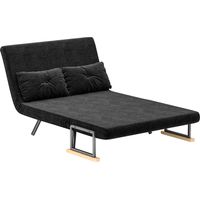 Divano letto 3 en 1 velours avec dossier réglable et 2 coussins, 102x73x81 cm, noir