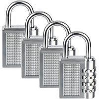 ALLIANDIS Aiperq Cadenas à Combinaison de 4 Chiffres 4 Pack Cadenas à Code Rrure à Combinaison Robuste pour Familles Ecoles Entreprises Casiers à bagages et boîte à outils Argent